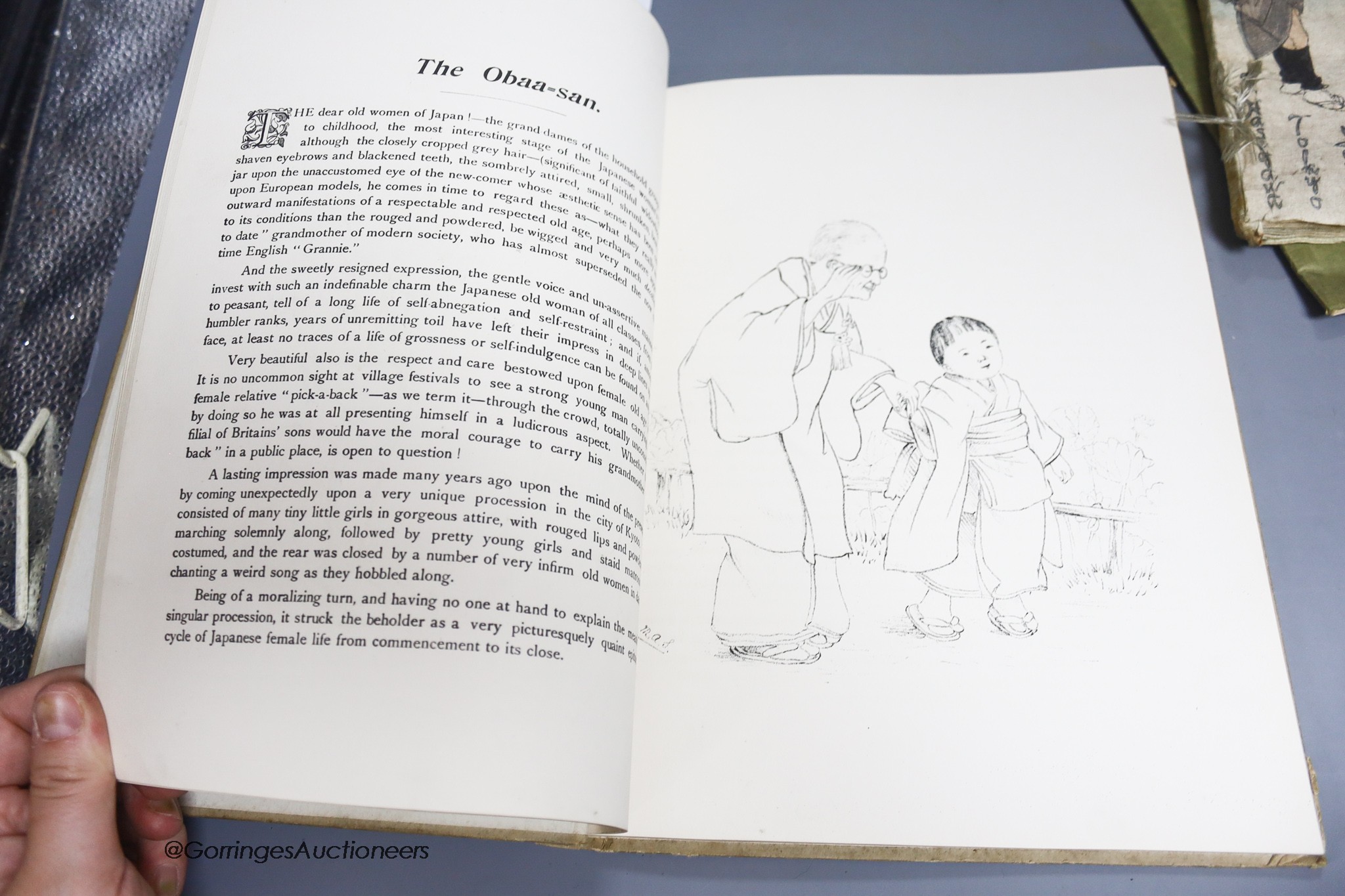 Patton, Emily S - Two Visits to the Island of Saghalien and the Gulf of Tartary, qto, pamphlet with limp covers, 30 pages, Yokohama, 1905; Patton, Emily S - Japanese Topsyturvy-dom, 8vo, 37 pages, Hasegawa Takejiro, Toky